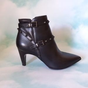 Napoleoni Black Leather Ankle Boots